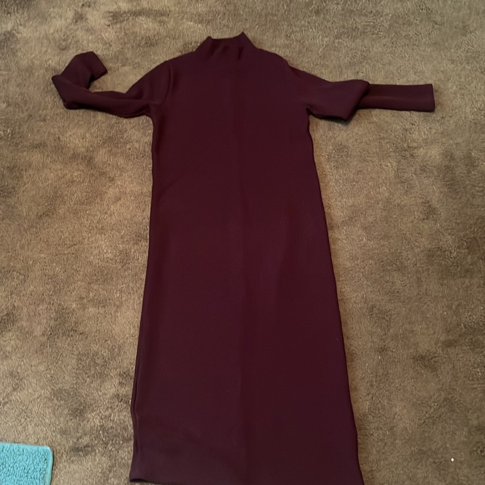 Elegant Burgundy Long Sleeve mock neck knit Dress. Worn twice (2 hours total).